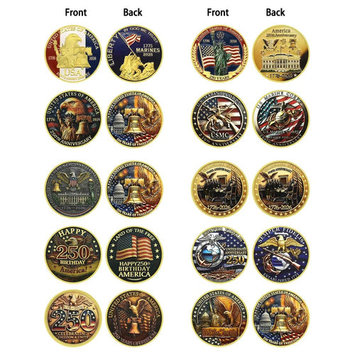 10-Piece USA 250th Anniversary Gold-Plated Commemorative Coin Set